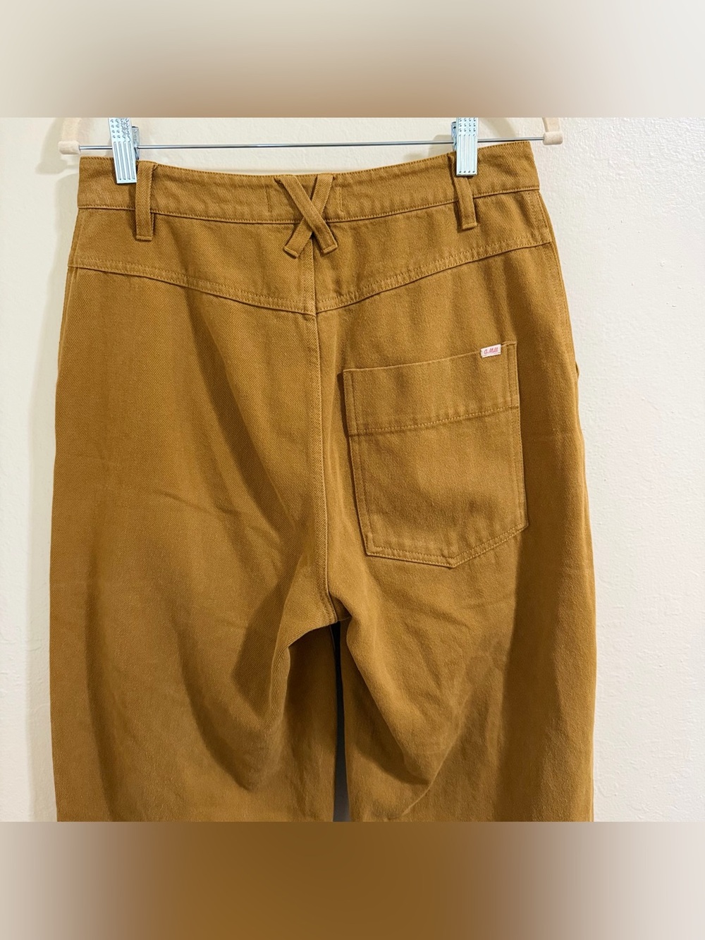 Alex Mill Patrick Washed Denim Wide Leg Pants Golden Khaki Ochre Size 4 Cargo - Picture 15 of 16